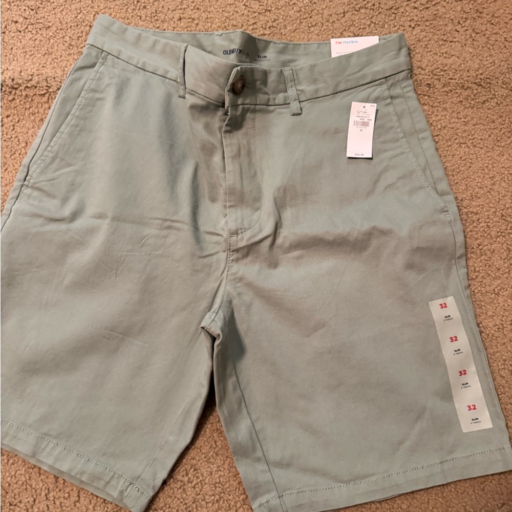 Old Navy Green Flat Front Shorts Casual Style